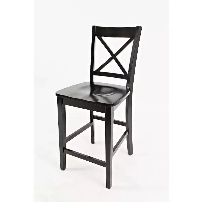 Set of 2 Solid Wood Classic X-Back Counter Stools – Contemporary Hardwood Bar Stools for Kitchen and Dining