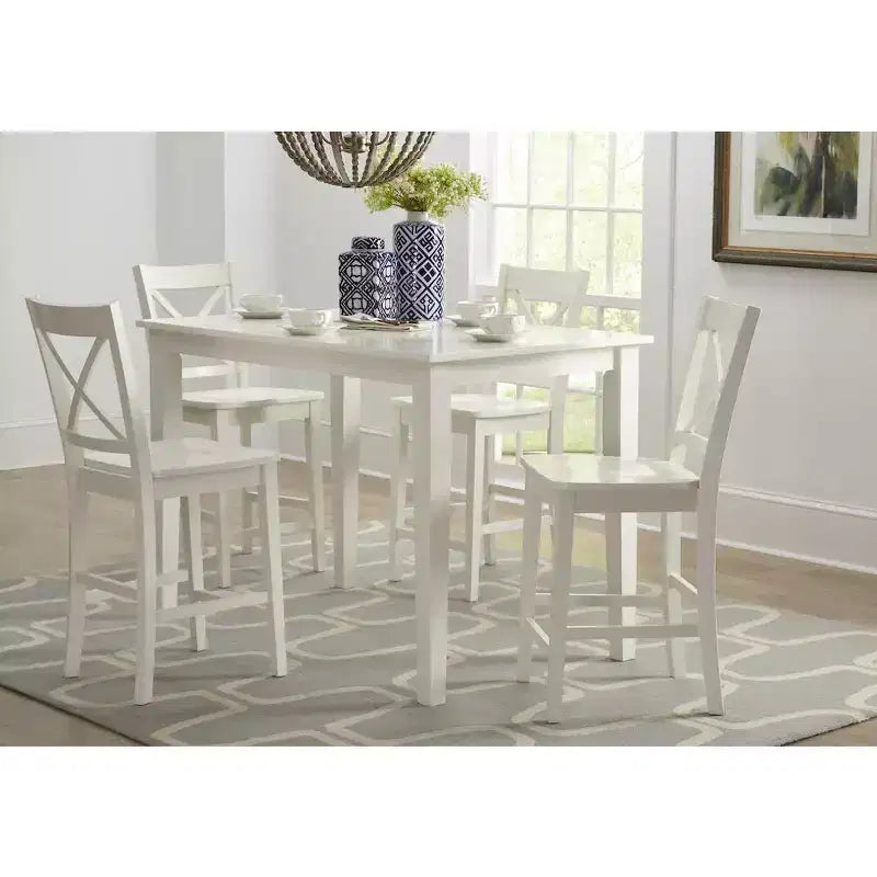 Set aus 2 klassischen X-Back Barhockern aus Massivholz – zeitgenössische Hartholz-Barhocker für Küche und Esszimmer  