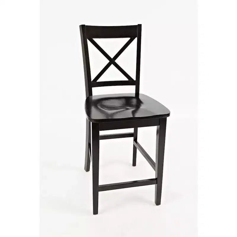 Set of 2 Solid Wood Classic X-Back Counter Stools – Contemporary Hardwood Bar Stools for Kitchen and Dining