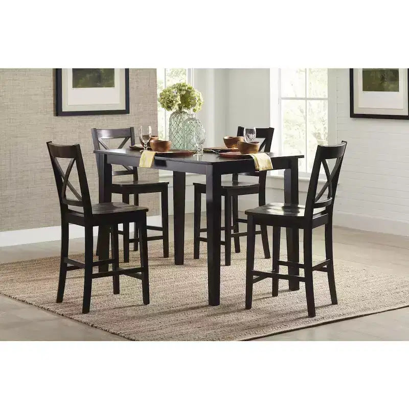 Set aus 2 klassischen X-Back Barhockern aus Massivholz – zeitgenössische Hartholz-Barhocker für Küche und Esszimmer  