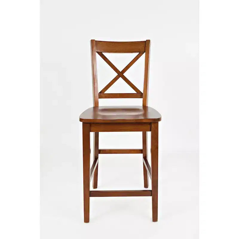 Set aus 2 klassischen X-Back Barhockern aus Massivholz – zeitgenössische Hartholz-Barhocker für Küche und Esszimmer  