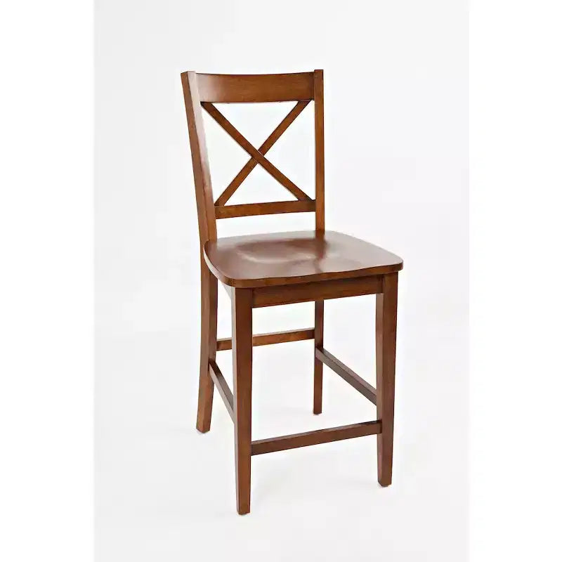 Set aus 2 klassischen X-Back Barhockern aus Massivholz – zeitgenössische Hartholz-Barhocker für Küche und Esszimmer  