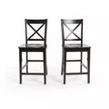 Set aus 2 klassischen X-Back Barhockern aus Massivholz – zeitgenössische Hartholz-Barhocker für Küche und Esszimmer  
