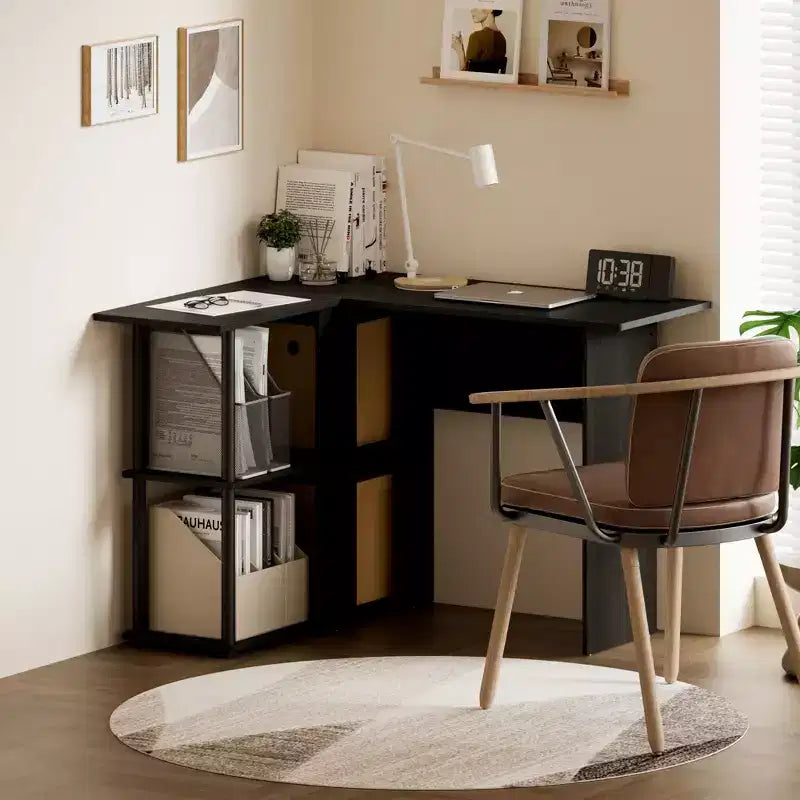 L-förmiger Computertisch mit offenen Regalen – Eck-Schreibtisch für Studium und Arbeit im Home Office  