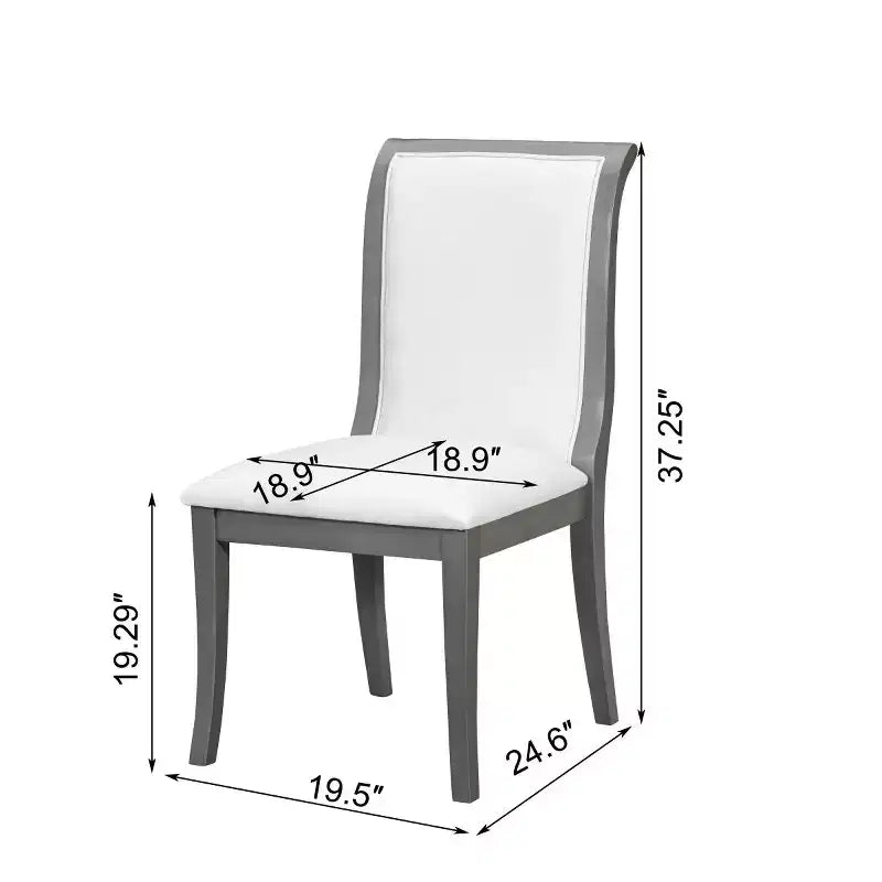 Set of 2 Farmhouse Upholstered Dining Chairs with Curved Backrest – Solid Wood Armless Side Chairs for Dining Room