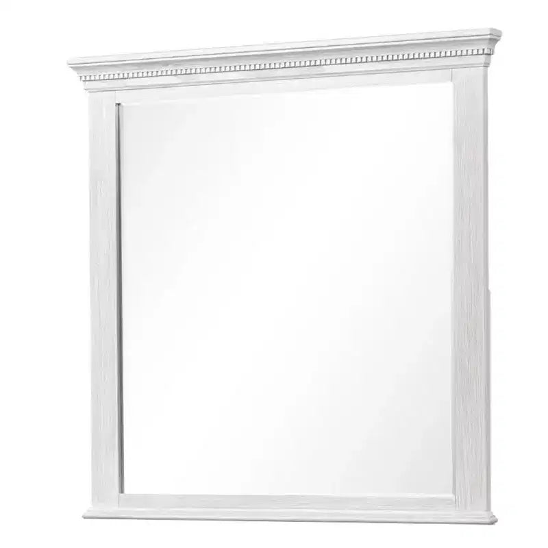 Dresser Mirror with LED Light, Beveled Glass and Weathered Gray Solid Wood Frame – 40 Inch Vanity Mirror