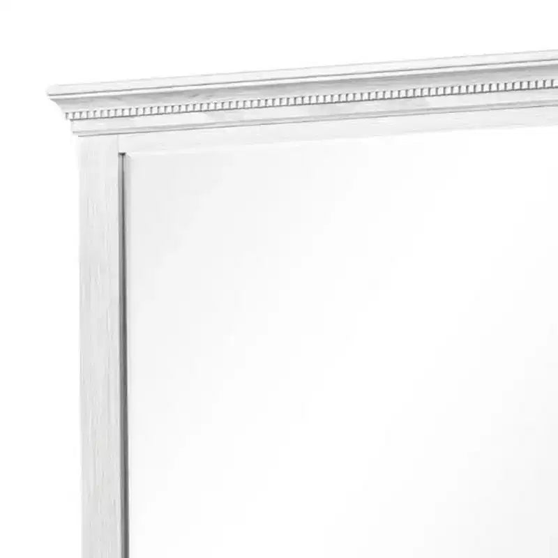 Dresser Mirror with LED Light, Beveled Glass and Weathered Gray Solid Wood Frame – 40 Inch Vanity Mirror