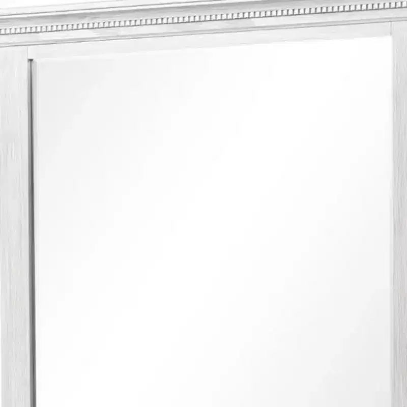 Dresser Mirror with LED Light, Beveled Glass and Weathered Gray Solid Wood Frame – 40 Inch Vanity Mirror