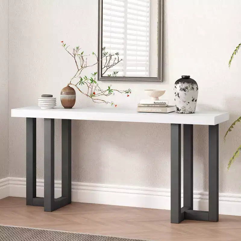 Moderner Konsolentisch mit stabilen Holzbeinen – Bauernhaus-Eingangssofa-Tisch für Flur, Wohnzimmer oder Home Office