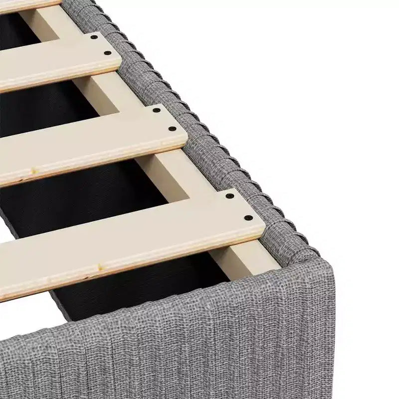 Hellgrauer gepolsterter Twin XL Bettrahmen – Stoff-Plattformbett mit Holzrahmen für Schlafzimmer und Gästezimmer