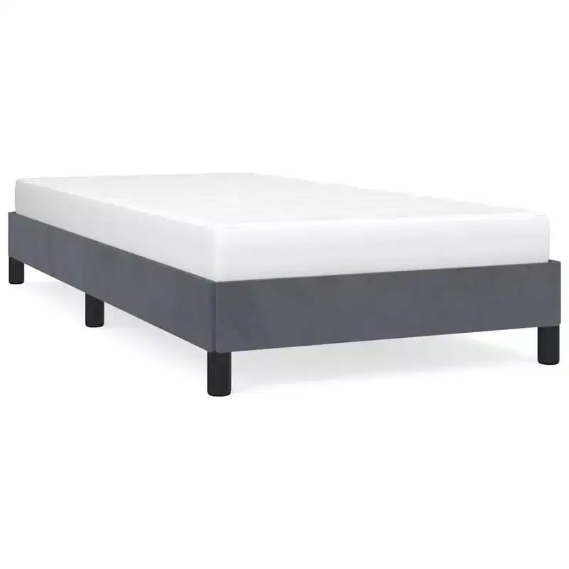 Dunkelgrauer Samt-gepolsterter Twin XL Bettrahmen – Modernes Plattformbett mit Holzrahmen für Schlafzimmer