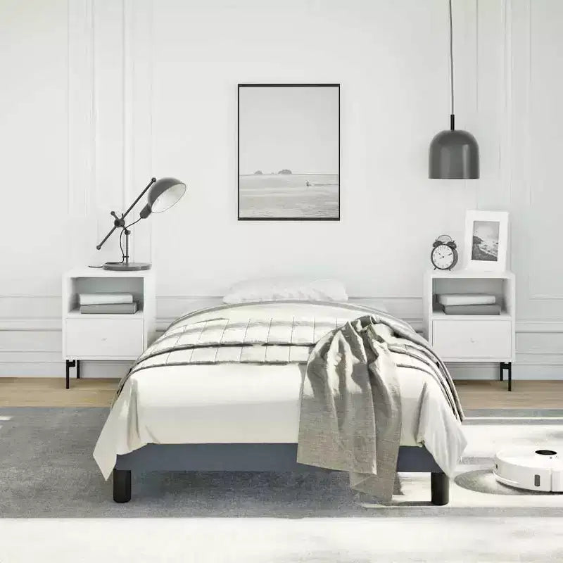 Dark Grey Velvet Upholstered Twin XL Bed Frame – Modern Platform Bed with Wood Frame for Bedroom