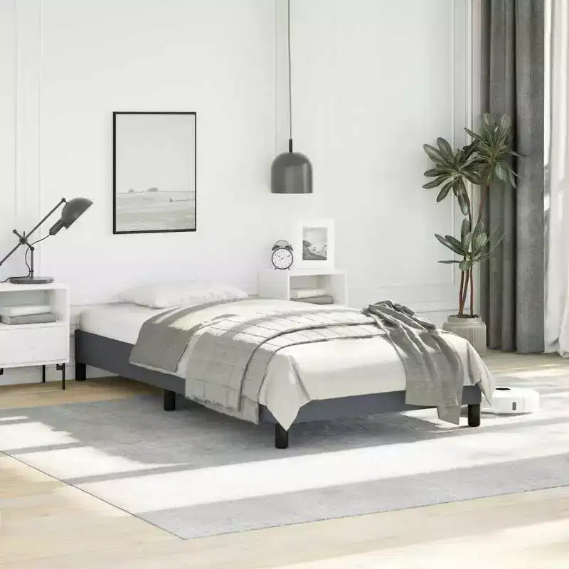 Dunkelgrauer Samt-gepolsterter Twin XL Bettrahmen – Modernes Plattformbett mit Holzrahmen für Schlafzimmer