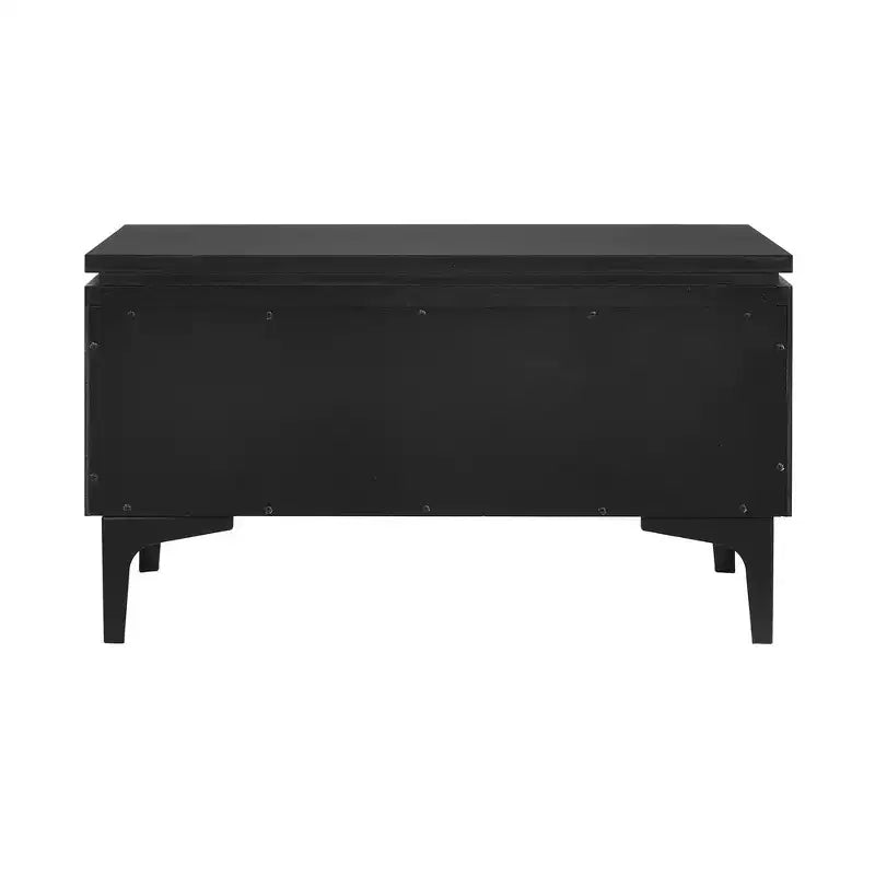 1 Drawer Nightstand with Soft-Close Drawer and Metal Legs – Modern Black Bedside Table with Ash Veneer