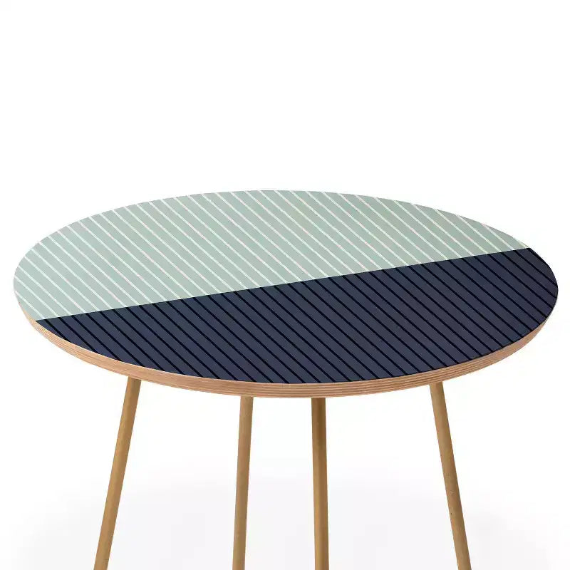 Round Color Block Side Table with Steel Frame and Wood Top – Stain-Resistant Accent Table, Green/Gold