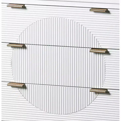3 Drawer Chest with Fluted Drawer Panels and Copper Pulls – Painted MDF Dresser, White/Copper