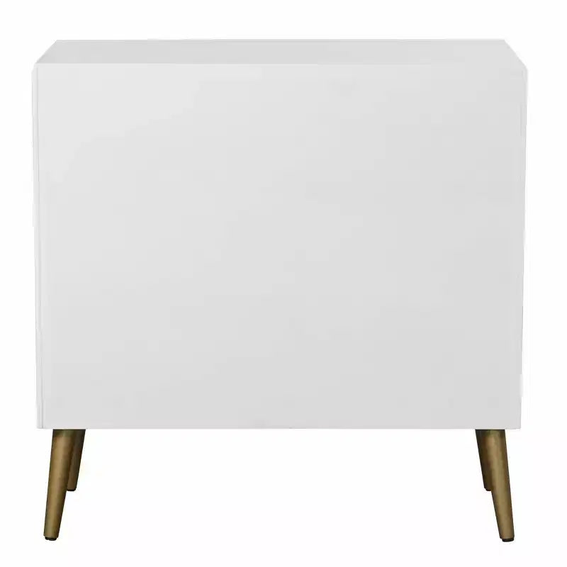 3 Drawer Chest with Fluted Drawer Panels and Copper Pulls – Painted MDF Dresser, White/Copper