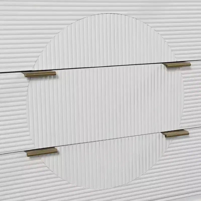 3 Drawer Chest with Fluted Drawer Panels and Copper Pulls – Painted MDF Dresser, White/Copper