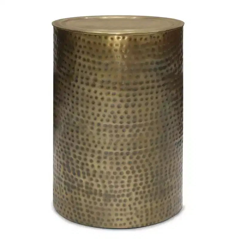 Round Gold Metal Accent Side Table – Modern Minimalist End Table, 16" Diameter