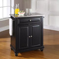 Portable Kitchen Island Cart with Stainless Steel Top, 2 Doors, Drawer & Adjustable Shelves