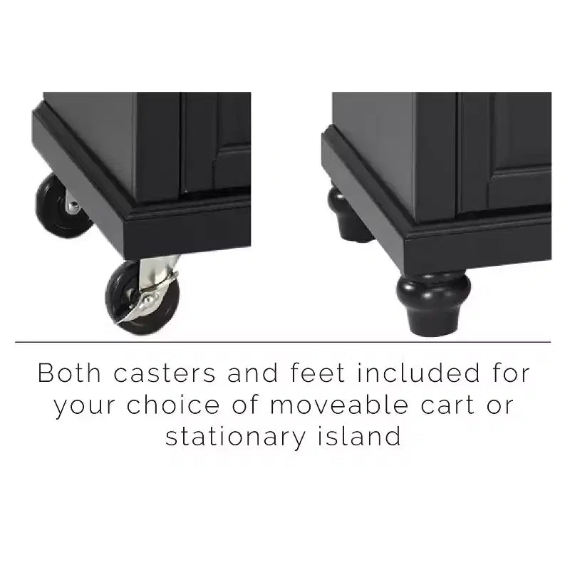 Portable Kitchen Island Cart with Stainless Steel Top, 2 Doors, Drawer & Adjustable Shelves