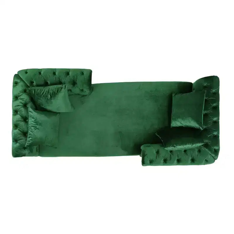 Moderner Glamour Samt-Tete-A-Tete Chaiselongue mit Akzentkissen  