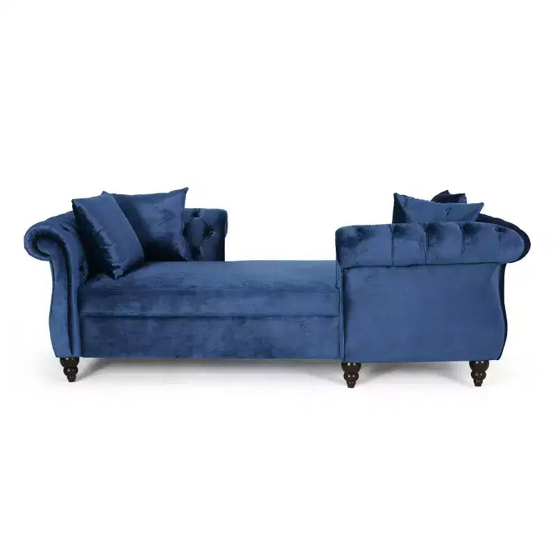 Moderner Glamour Samt-Tete-A-Tete Chaiselongue mit Akzentkissen  