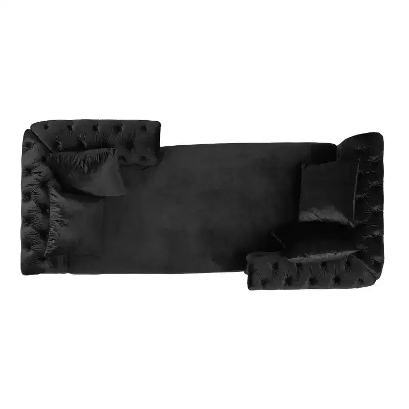 Moderner Glamour Samt-Tete-A-Tete Chaiselongue mit Akzentkissen  