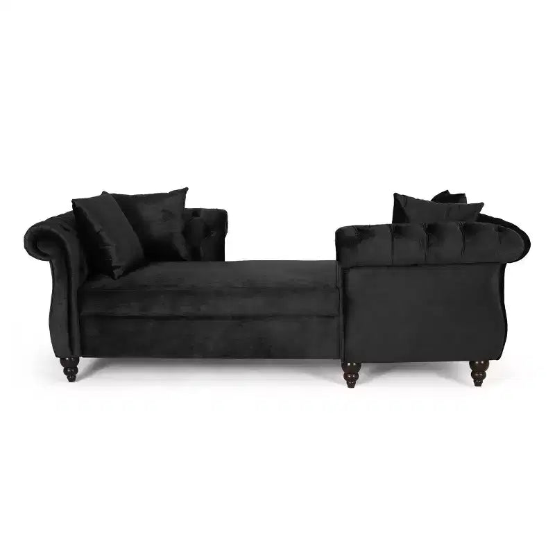 Moderner Glamour Samt-Tete-A-Tete Chaiselongue mit Akzentkissen  