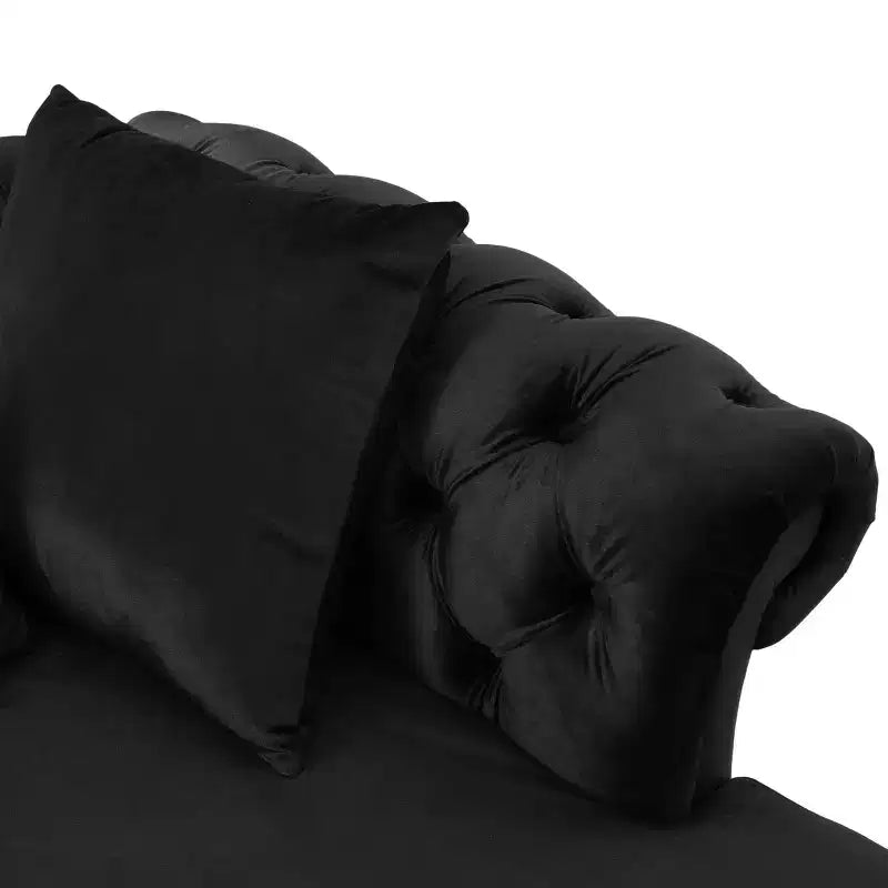 Moderner Glamour Samt-Tete-A-Tete Chaiselongue mit Akzentkissen  