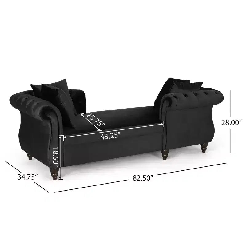 Moderner Glamour Samt-Tete-A-Tete Chaiselongue mit Akzentkissen  