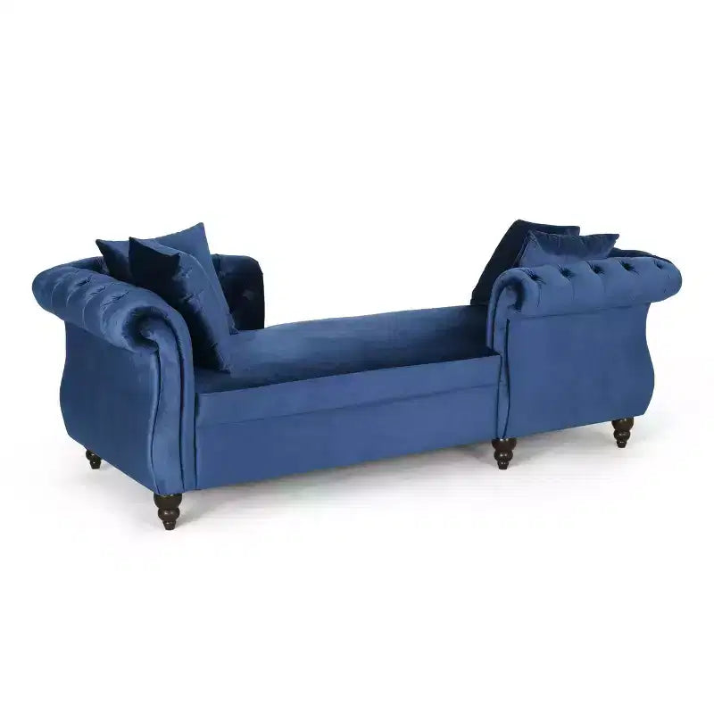 Moderner Glamour Samt-Tete-A-Tete Chaiselongue mit Akzentkissen  