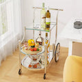 3-Tier Home Bar Serving Cart on Wheels with Mirrored Shelves – Rolling Drink and Beverage Cart for Kitchen