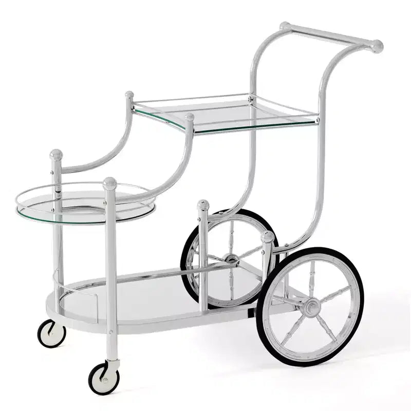3-Tier Home Bar Serving Cart on Wheels with Mirrored Shelves – Rolling Drink and Beverage Cart for Kitchen