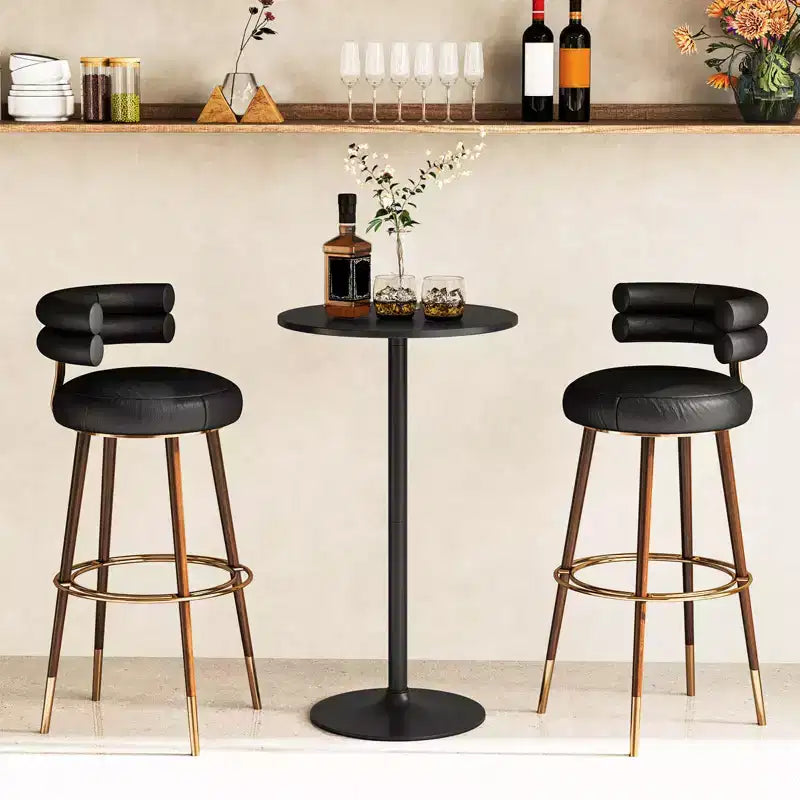 Set of 4 Round Pub Tables, 24-Inch Dual-Height Bistro Bar Cocktail Tables with Metal Base – Black