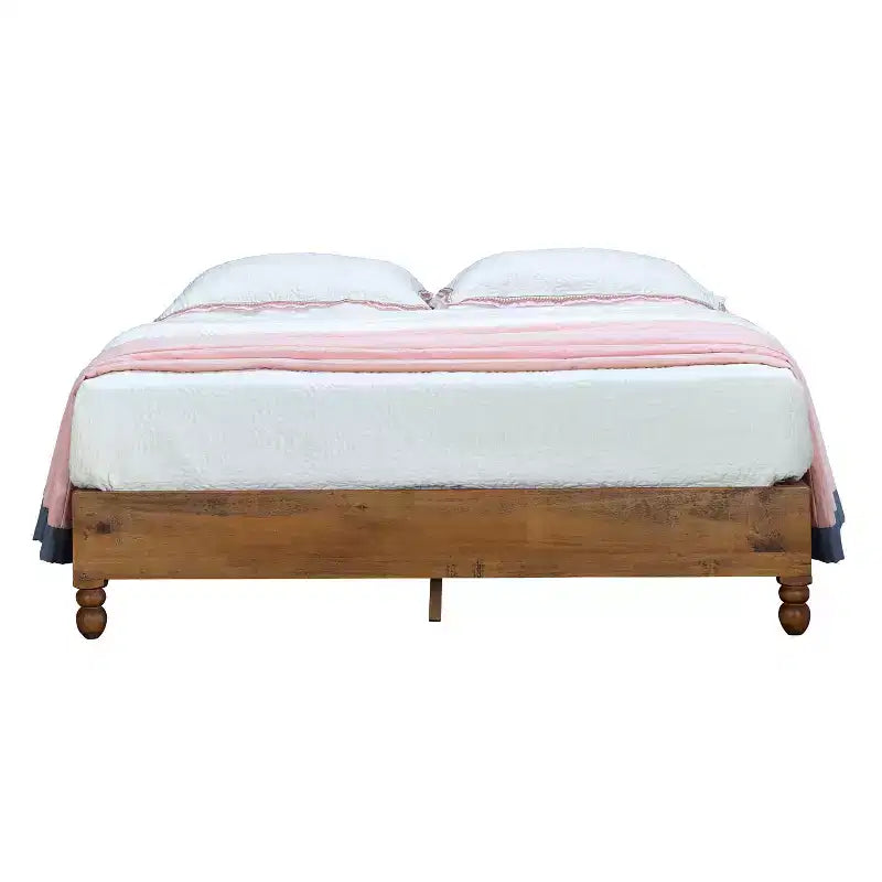 12 Inch Solid Pine Wood Platform Bed Frame with Wooden Slats – King Size Rustic Bed Frame, No Box Spring Needed