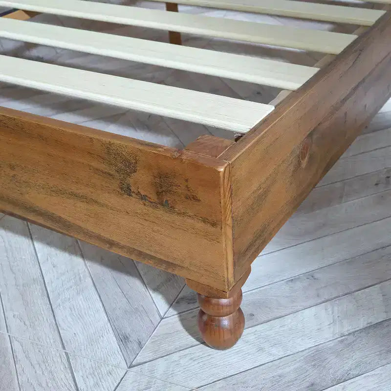 12 Inch Solid Pine Wood Platform Bed Frame with Wooden Slats – King Size Rustic Bed Frame, No Box Spring Needed
