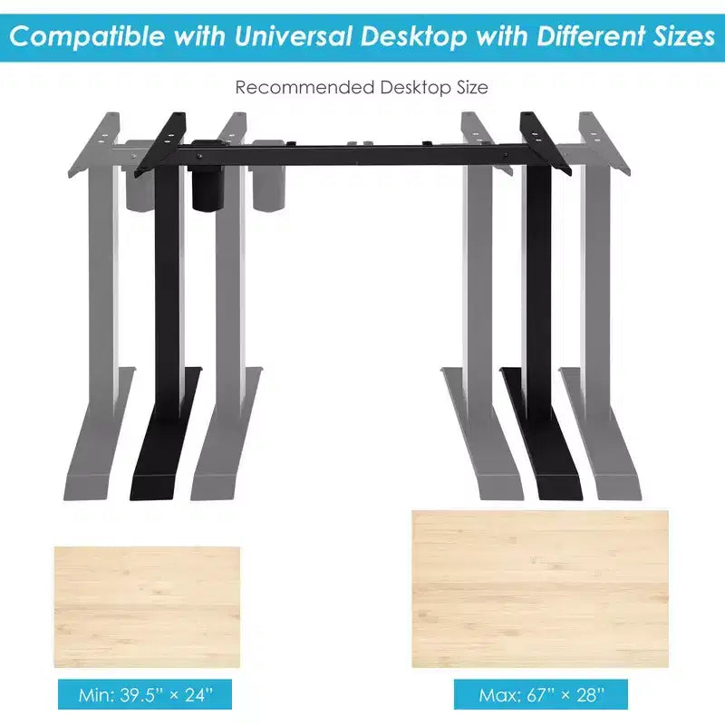 Electric Sit to Stand Adjustable Desk Frame with Button Controller – Height Adjustable Standing Desk Base, Black/White
