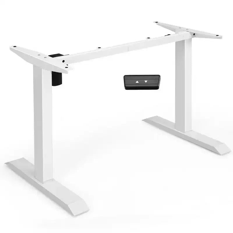 Electric Sit to Stand Adjustable Desk Frame with Button Controller – Height Adjustable Standing Desk Base, Black/White
